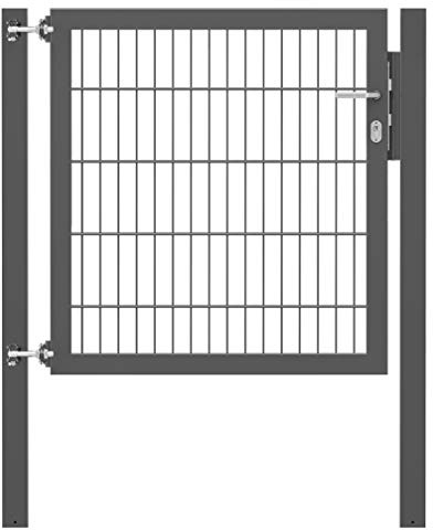 Alberts 662349 Einzeltor Flexo Plus mit Zubehör | verschiedene Breiten und Höhen | Pfostenstärke 80 x 80 mm | anthrazit | Breite 100 cm | Höhe 100 cm