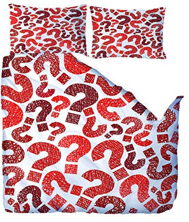 QHDXL Bettbezug mit und 2 Kissenbezu Rotes Fragezeichen Bettwäsche 3D Bettbezug Set, Verdeckter Reißverschluss, Mikrofaser mit Seidenfeeling, 2 Kissenbezug 80 * 80 cm und Bettbezug 140x200cm