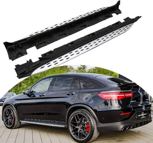 Marchepieds latéraux pour Mercedes Benz GLC Coupé C253 2016-2021 Marchepieds Nerf Bar style usine, noir/argenté