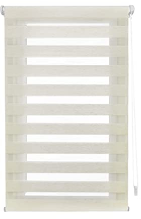 Blindecor - Indus doppelrollo klemmfix ohne bohren - duo rollo klemmfix Leinfarben - 130 x 150 cm (Breite x Länge) Stoffgröße 127 x 145 cm