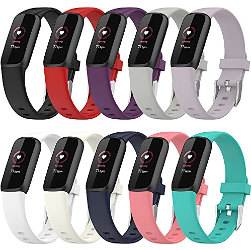 FunBand kompatibel mit Fitbit Luxe Armband, Silikon Ersatzband Watch Armband Verstellbares Weiches Replacement Uhrenarmband Armbänder für Fitbit Luxe Smart Watch (10 Pack)