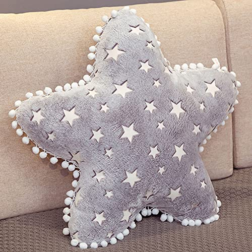 URFEDA LED-Stern-Kissen, Weihnachts-Kissen, Cartoon-Plüsch-Kissen, leuchtendes Licht, weiches Kissen, LED-Leuchtstern-Kissen, Mond/Wolken, Wurfkissen , Wohnzimmer, 40 cm, HYDS02-002366