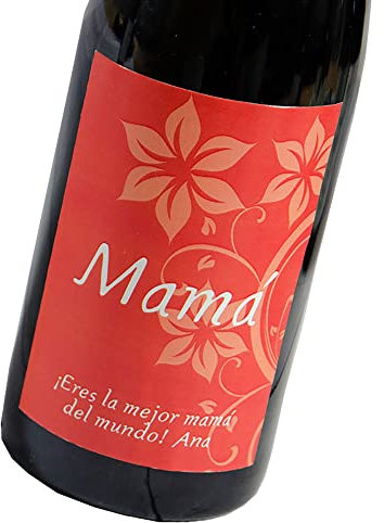 CALLE DEL REGALO Botella de vino para la mejor madre del mundo personalizada con nombre y dedicatoria