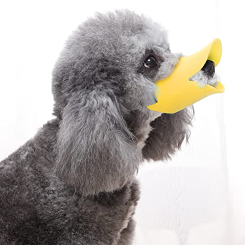 Faruxue Museruola per cani di piccola e media taglia, a forma di becco d'anatra, in silicone, taglie S, M, L, colore M