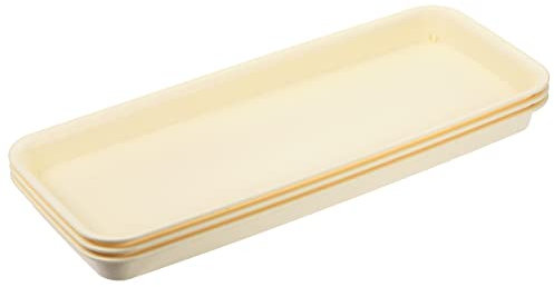 sourcing map Plante Pot Soucoupe 49x20cm Plastique Rectangulaire Fleur Gouttière Plateau pour Intérieur Extérieur Beige Paquet 3