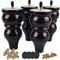 6 inch Solid Wood Furniture Legs, Btowin 4Pcs Turned Wooden Bun Feet with Threaded 5/16'' Hanger Bolts & Mounting Plate & Screws for Sofa TV Stand Ottoman Couch Armchair, Black