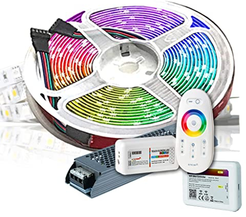 5M PREMIUM 24V RGB+WW RGBW LED Streifen Band Strip 5050 SMD RGB+Warmweiss LED Lichtleiste 300LEDs 60LED's/M+WLAN WiFi MiLight control Smartphone +Netzteil ULTRA SLIM STROMVERSORGUNG - Sicher