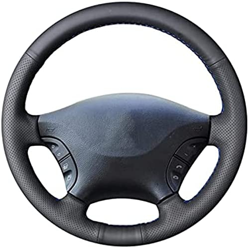 Handgenähter Auto-Lenkradbezug aus schwarzem Leder, für Mercedes Benz W639 Viano Vito Sprinter, für Volkswagen Crafter, Black Line