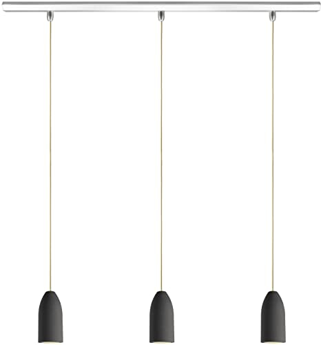 Buchenbusch urban design Beton Lampe hängend rund 3-flammig (33 Kabelfarben), Pendelleuchte für Esstisch Theke Bar, inkl. LED edel