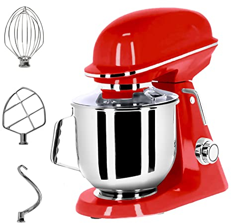 GGM Gastro | RMF7B-R | Planetenrührmaschine - 7 Liter - 350 Watt - inkl. 3 Rühraufsätze - Rot