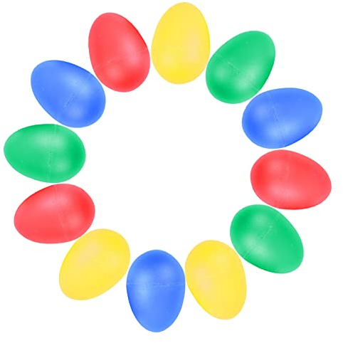 Shaker de Huevo, Huevo de Percusión, Juguetes Musicales de Percusión, Huevos Musicales, Huevos de Maracas, Para Actividades de Padres e Hijos, 12 Piezas, 4 Colores (6 cm X 4 cm)
