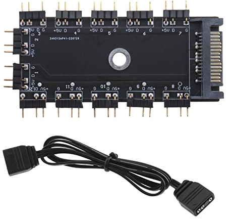 Be In Your Mind Argb-Hub 5 V 3-polig für Kopfteil/Controller RGB Adressierbar 3-polig 5 V 1 bis 11 Ports 12 Wege 5 V 3-polig RGB LED Splitter Hub mit RGB-Verlängerungskabel 3-polig 50 cm