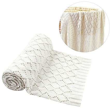 ibasenice Decke Für Kleinkinder Atmungsaktive Decke Wickeldecke Für Kinderwagen Weiche Couchdecke Kinderwagendecke Decke Stricken Decken Für Kinderwagen Winter Neugeboren Weiß Warme Decke