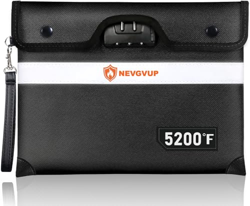 Feuerfeste Geldtasche, 24,9 x 16,5 cm, kleine feuerfeste Dokumententaschen mit wasserdichtem Reißverschluss, feuerfest, sicheres Beutel-Set für Wertsachen, feuerfeste Kanten, Feuerschutztasche, 2