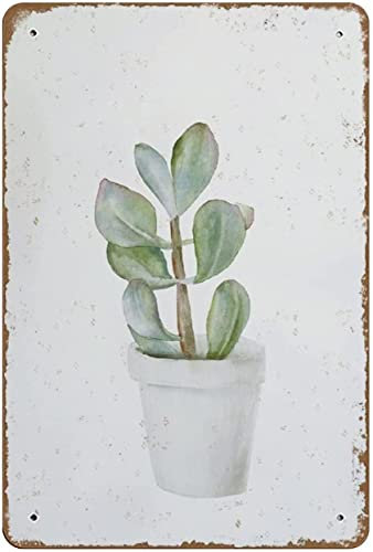 Modernes Metall-Blechschild, Wandkunst, Poster, Sukkulenten-Druck, botanische Aquarellmalerei, Kakteen, Kaktus, einfache Heimdekoration, moderne Neuheit, Blechschild, Plakette, Bar, Kneipe, 20,3 x 30,