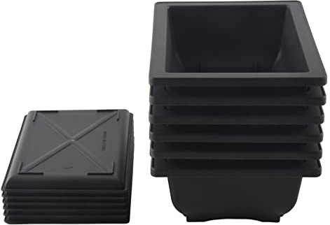 Baaly 6-Teilige Bonsai-TöPfe - Classic Deep Wet Tray mit Eingebautem Netz für Pflanzen, Blumen, Quadratische PlastiktöPfe