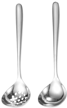 SUpoetry 2 Piezas Cucharon, Cucharón De Acero Inoxidable, Cuchara Pequeña Con Agujero, Ideal Tanto Para La Cocina Como Para El Comedor