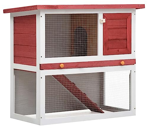 Pet Supplies Outdoor Kaninchenstall 1 Tür Rot Holz Tiere & Haustierbedarf