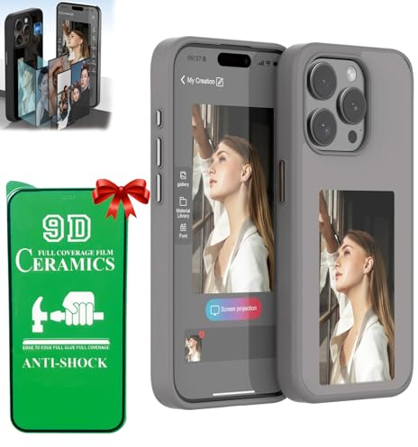 Mystoneer Smart E Ink Phone Case for iPhone 15 Pro Max, Gray