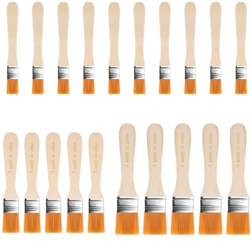 Jzszera 20 Stück Pinsel klein flachpinsel Set aus 15 23 29 mm Breite mit Holzgriff für DIY Kunst Malerbedarf Malerei
