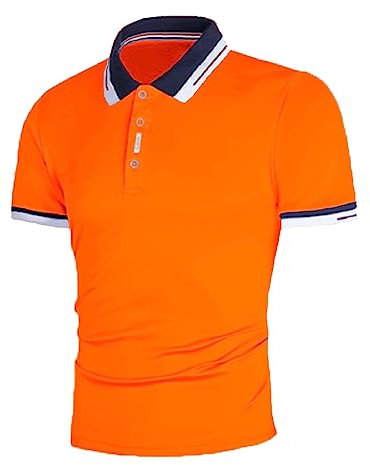 Polo Shirts for Men UK - Business Work Shirts Loose Casual Golf Polo Shirts Simple Polo T-Shirt Plain Polo Shirt Fashion Polo Shirts Regular-Fit Collared Shirts Best for Hiking, Outdoors Orange
