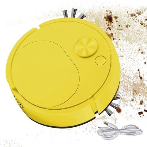 Robot automático de barrido – Aspiradora robótica, cepillos de goma de superficie | Robot aspirador con conexión Wi-Fi con eliminación de suciedad, mopa de robot conectada de precisión para el hogar