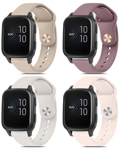 4-PACK Soft Silicone 20mm Adjustable Strap Compatible with Garmin Venu Sq 2 Music, Venu 2 Plus, Forerunner 55/645/245