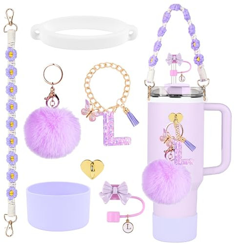 Stanley Accessories Set - 10mm Straw Topper, Silicone Cup Boot, Water Bottle Strap, Letter Charms for 40oz & 30oz Tumbler