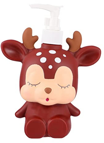 COSMEVIVI Junge Mädchen Cartoon Lotion Presspumpe Braunes REH Niedliche Multifunktionale Nachfüllbare Emulsionsflasche Sicheres Material Für Shampoo Seife Duschgel Badezimmer