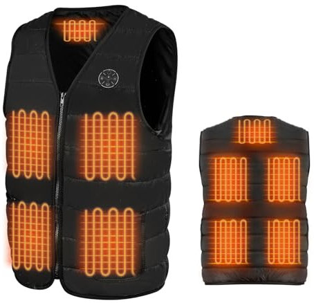 Anluomania Gilet Riscaldato Uomo Donna, Giacca Riscaldata USB, Giubbotto Riscaldato Elettrici, con 3 Temperature, 9 Zone di Riscaldamento, Lavabile, per Caccia Sci e Campeggio, 3XL(Senza Batteria)