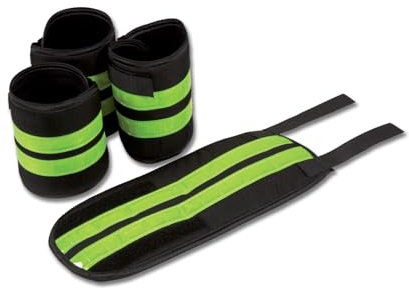 Marengos - Reflex Bandagen für Pferde (4er Set) | Pferdebandagen mit reflektierenden Streifen & 2 Klettbändern | Sicherheitsbandagen für Sichtbarkeit im Dunkeln | Einheitsgröße in Neongelb