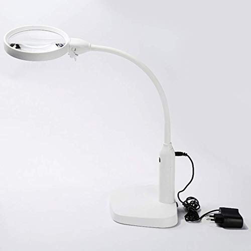 ABNNHK Screen magnifier High-definition used on the desktop dual LED lights illuminated magnifying glass to read books 2 X 5 map folder of newspaper coins and jewelry hobby crafts white M