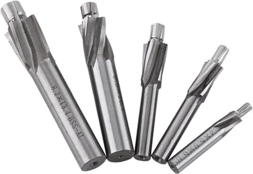 Telituny Fresa avellanadora Rotatorias, 5 pcs M3-M8 Avellanador del Molino de Extremo, 4 Flautas HSS-AL Brocas Fresa CNC Avellanador, para Fresado de Cobre Aluminio Acero Hierro Fundido
