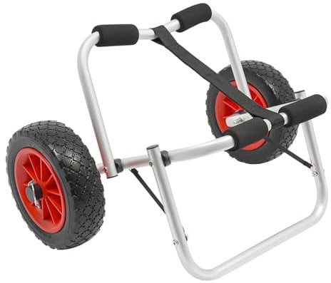 WOLEGM Faltbarer Kajakwagen, Sup Wagen Bootswagen Kanuwagen bis zu 80kg mit 2 Solide PU-Räder für Booten, Kanus, Rettungsinseln, Paddeln, Surfbrettern, Silber, Schwarz