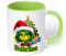 Geschenk zu Weihnachten: Tasse „Weihnachtgrinch-Frau“ personalisiert mit Namen - Adventszeit, Keramik, ca. 330ml, Hellgrün