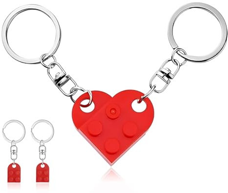Bipl Schlüsselanhänger Herz, Couple Keychain Zwei Herzen, Abnehmbare Herzförmige Bausteine Schlüsselanhänger, Schlüsselanhänger Taschenanhänger, für Valentinstag Jahrestag Geschenk Ideen