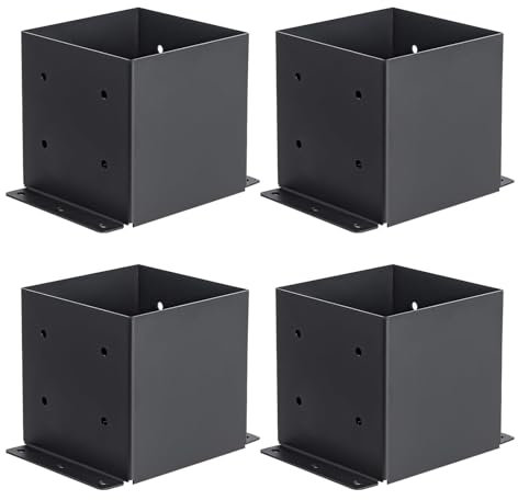 Cokritsm 4PCS 6 x 6 Post Base, Inner Size 5.6x5.6 Heavy Duty Post Base Brackets kit,Support Deck Base with Screws for Deck Porch Handrail Railing Fence Plate Pergola Suppor