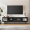 Flycity TV Lowboard 200 cm, Fernsehtisch, Stehend/Hängend, Italienischer TV Schrank aus Holz, TV Board Schwarz für 75-Zoll-Fernseher, TV Sideboard Wohnzimmer