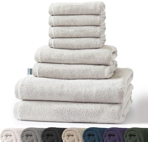 KARAT Towels - 8-teiliges Set Handtücher aus 100% Baumwolle - 2 x Badetuch, 2 x Handtuch und 4 x Seiftuch, Oeko-Tex 100 Zertifiziert (Weiß, Bay)