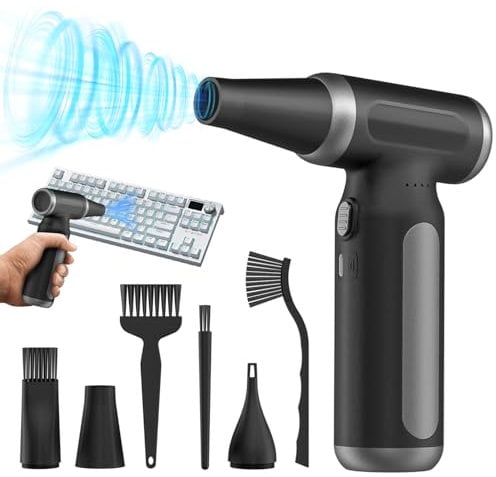 Compressed Air Duster-200000RPM Super Power Cordless Electric Air Blower Duster, USB Rechargeable Durable 3-Gear Adjustable Dust Blower Cleaner for PC, Keyboard, Outdoor, House and Car (Brown)