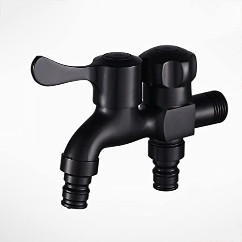 Rubinetto per lavatrice da giardino in ottone nero a doppia uscita 2 in 1 rubinetto a doppia valvola durevole ed elegante scelta per il tuo spazio esterno