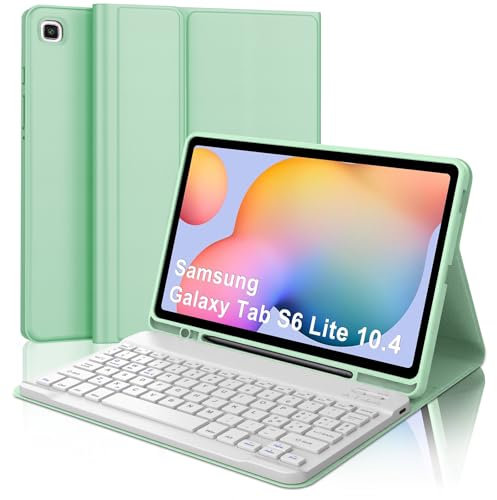 SENGBIRCH Custodia con Tastiera per Samsung Galaxy Tab S6 Lite 10.4 2024/2022/2020, Layout Italiano QWERTY Tastiera Bluetooth Magnetica Staccabile per Samsung Tab S6 Lite 10.4'' 2024, Verde chiaro
