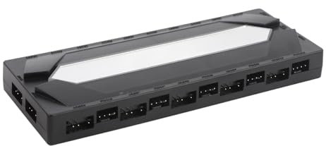 Argb PWM Fan Hub, 5V 3Pin RGB Computer PC Case Fan Hub Adattatore da 1 a 10 Porte Splitter Hub Ventilatore a Backplane Magnetico con Telecomando e Input di Alimentazione SATA