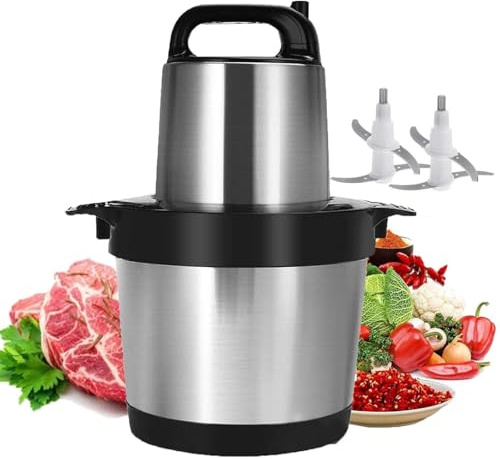 Hachoir à Viande électrique, Hachoir à Viande Domestique, 1200 W Haute Puissance, Trois Vitesses réglables, Six Lames avec Base antidérapante pour Viande, légumes, Fruits et Noix.