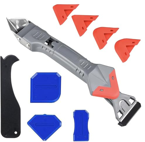 Silicone Remover Tool,Caulking Tool 5 in 1 Sealant Finishing Tool Bathtub Caulk with Stainless Head,Smoothing Removal Tool for Home, Kitchen, Bathroom, Window, Floor, Sink, Tile Joint