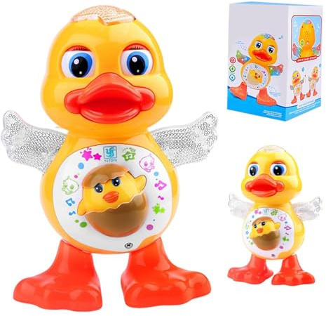 Tanzende Ente Spielzeug, Elektrische Tanzende Ente mit Musik und Lichtern, Laufende Ente Babyspielzeug, Interaktive Tanzende Musikente, Interaktives musikalisches Babyspielzeug, Geschenke für Kinder