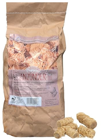 com-four® encendedores de Lana de Madera 1 kg, Encendido Limpio y sin Olor | larga duración de combustión - made in Germany