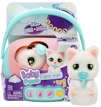 Baby Paws JUST Born Kitty INTERAKTIVE Haustiere Haustiere mit Einer elektronischen Transportbox mit vielen Funktionen Ab 3 Jahren