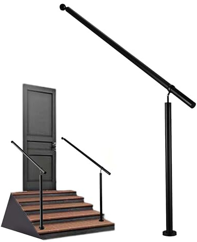 Acezanble Edelstahl Eingangsgeländer Geländer Treppengeländer Winkelverstellbare Wandhaltegriffe, Schwarz, Handlauf für Innen- Und Außenbereich Geeignet, 100x95 cm