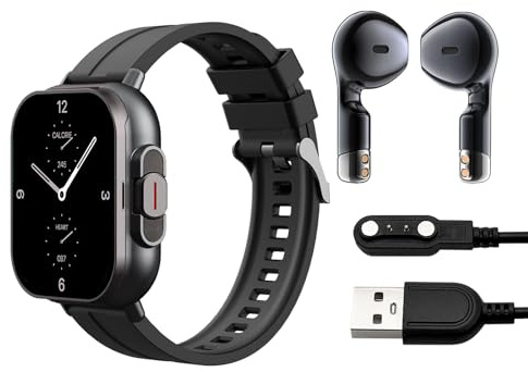 2 in 1 SmartWatch mit Kopfhörer, 2,01 HD Touchscreen Bildschirm Sportuhr mit Telefonfunktion Sportmodi Herzfrequenz Schlafmonitor Schrittzähler, Kabellose Headset Fitness Tracker Uhr für Android iOS